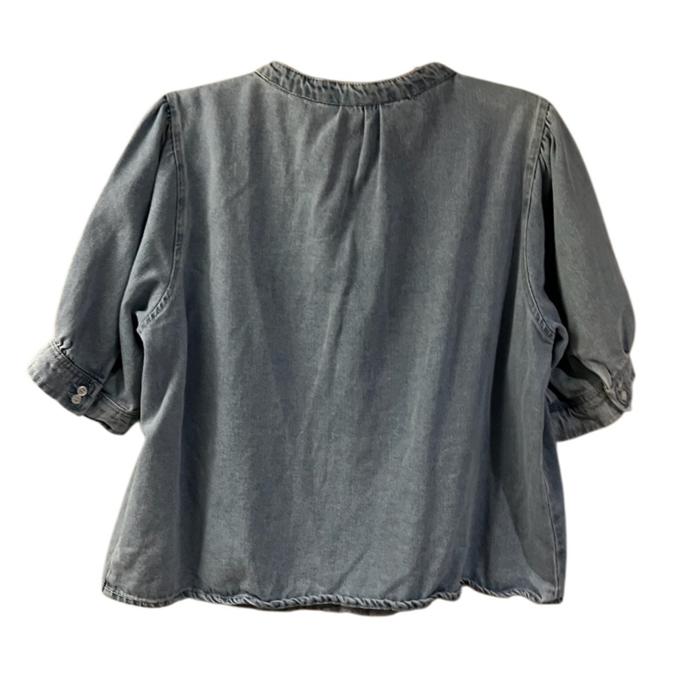 Velvet Heart Light Blue Washed Denim Peasant Blouse - Picture 4 of 6